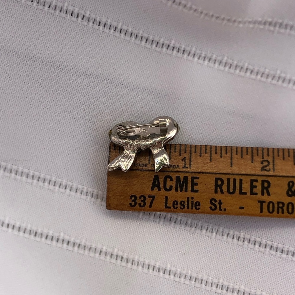 Vtg Small Rhinestone Adorned Bow Brooch - Picture 4 of 6